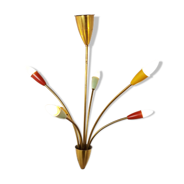 Lustre italien en laiton du milieu du siècle, années 1960