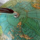 Ancien Globe Terrestre Verre  Lumineux Mappemonde Art Déco Colomb W. Jaden