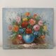 Small painting, bouquet of flowers, blue background