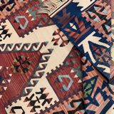 Antique Turkish Kilim Rug: Handwoven Wool Tribal Flatweave 190x106 cm