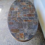 1970 metal and slate coffee table