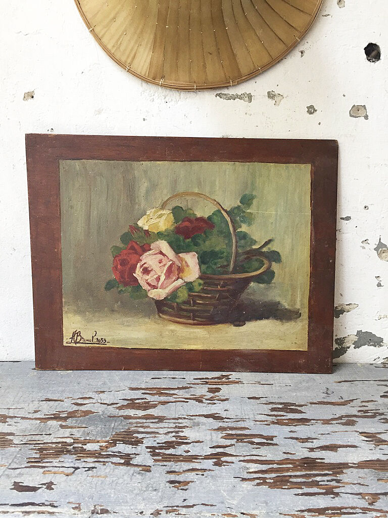 Painting flowers old oil