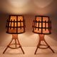 Pair of vintage bamboo bedside lamps