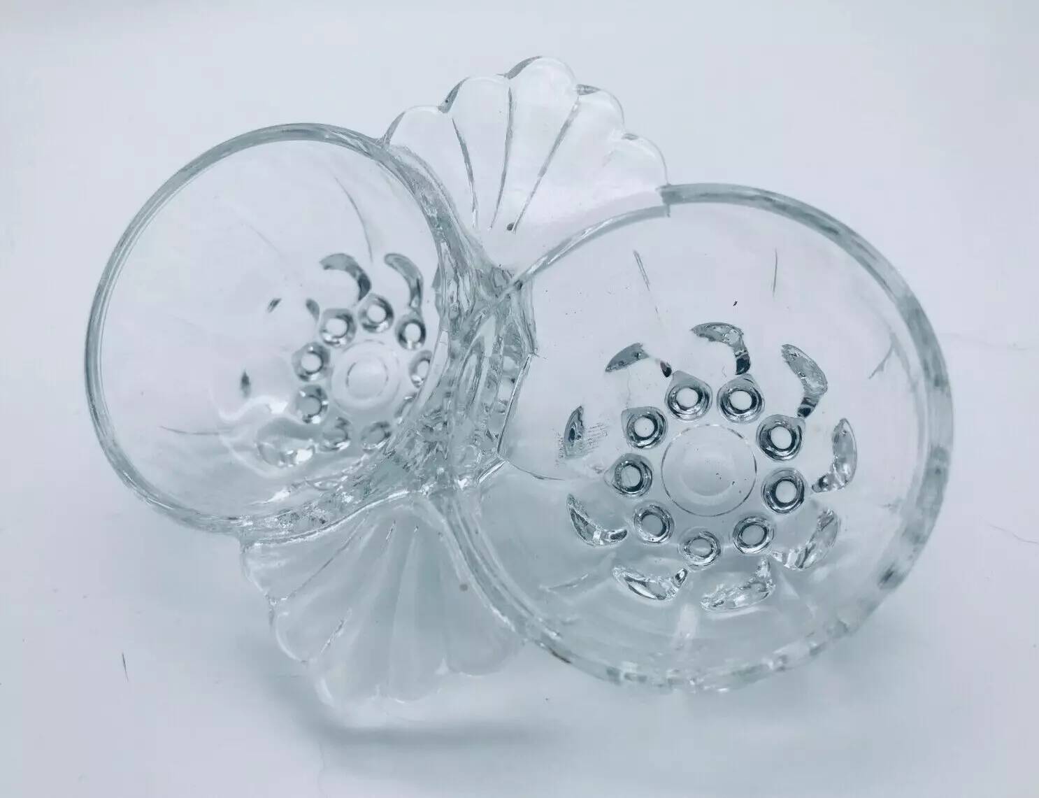 1960s Salt / Pepper Shaker Scallop Shell Molded Glass