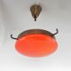 Vintage orange glass and brass ceiling lamp