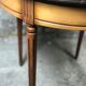 Louis XVI-style kettle table in cherry veneer with salmon marble top