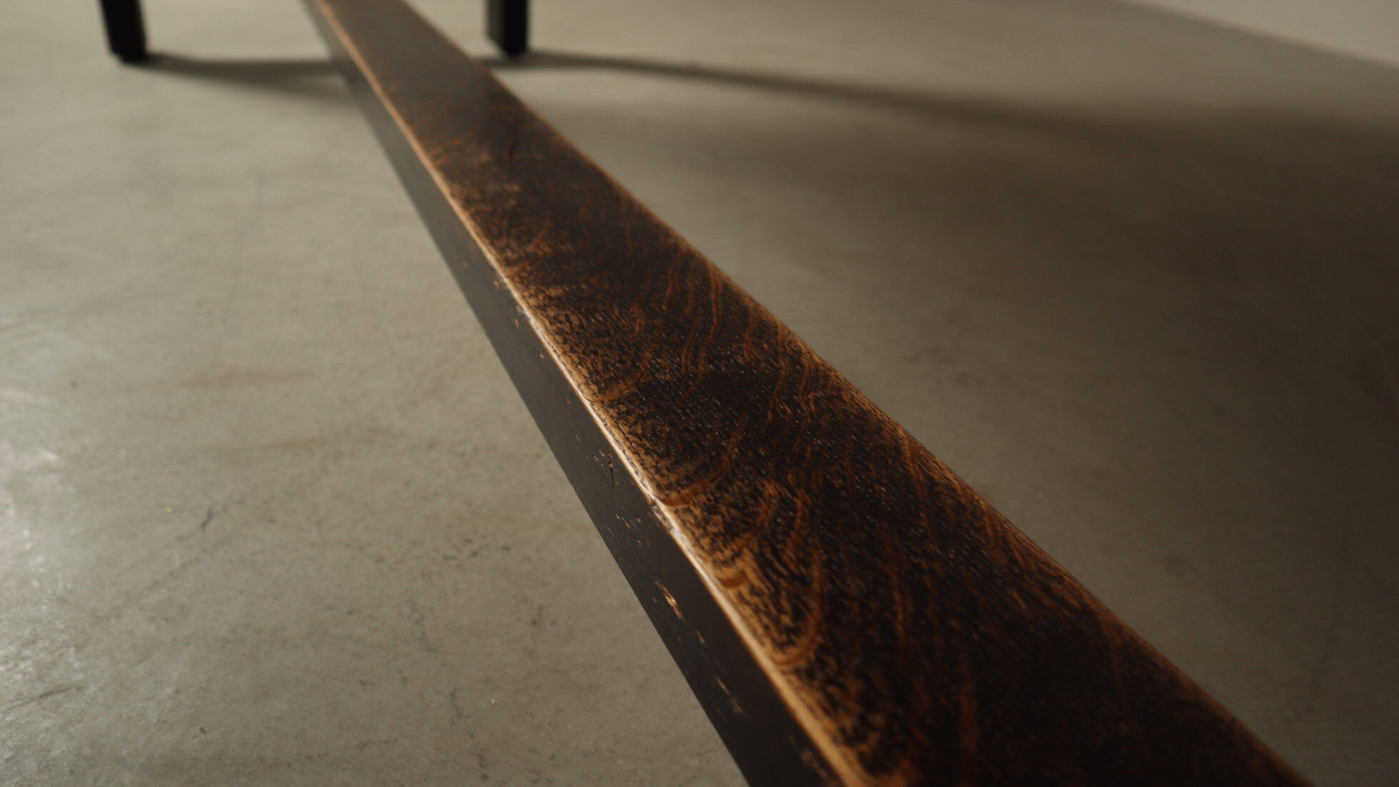 Jean Batenburg dark stained oak dining table for MI, Belgium, circa 1969