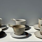 Modular Indonesian ceramic tableware service (6 elements + cups)