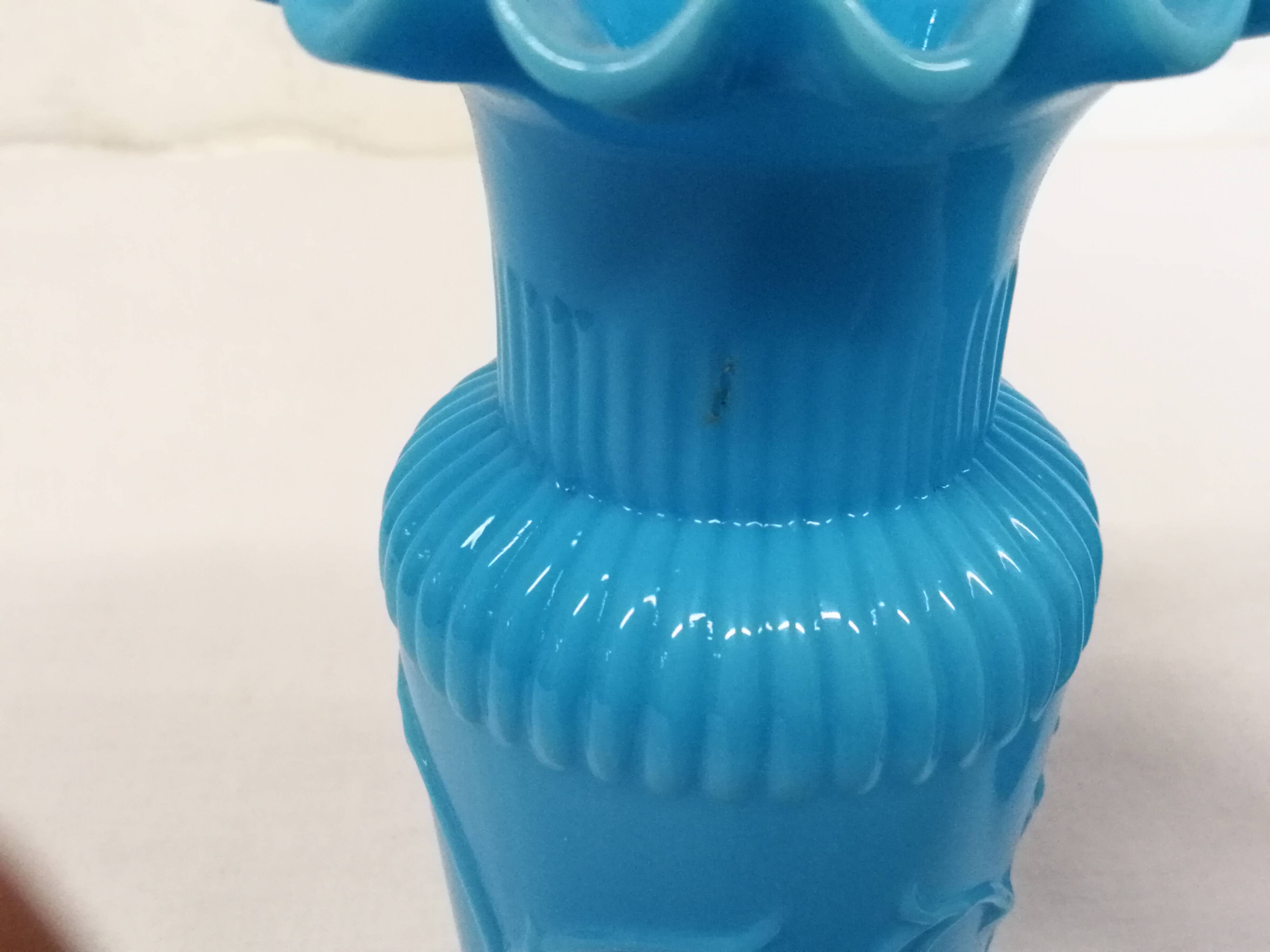 Pair of Small Blue Opaline Vases