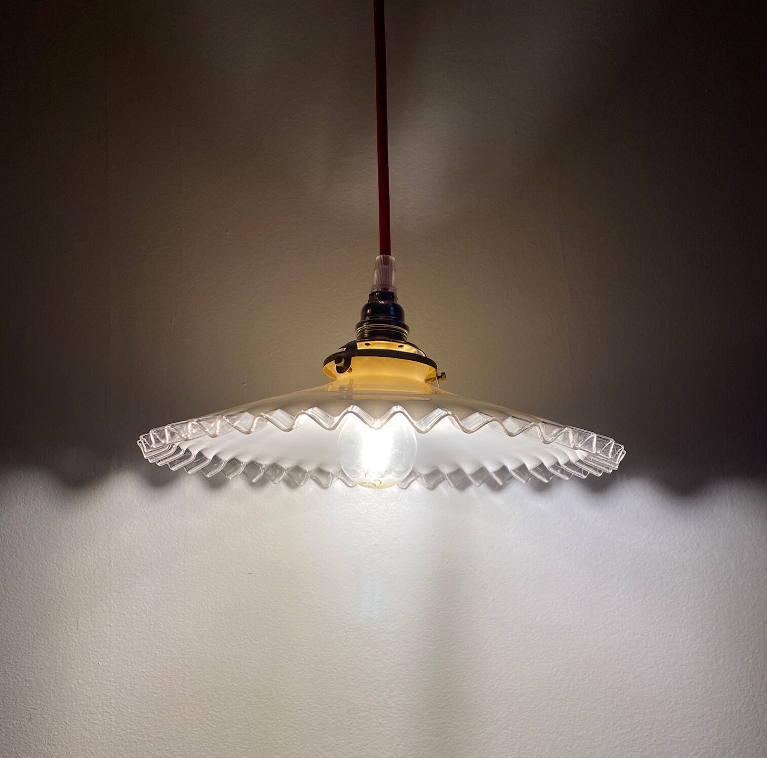 Opaline pendant lamp - vintage - retro - upcycling - unique piece - lamps
