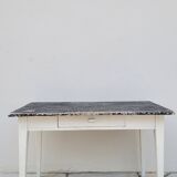 Old patinated bistro table with one drawer - 1m20