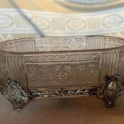 Coupe en verre ciselé  et métal argenté  vintage