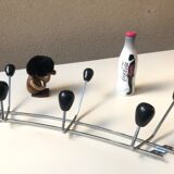 Patères vintage wall coat sores 60 modernist chrome den wood - blackened wood