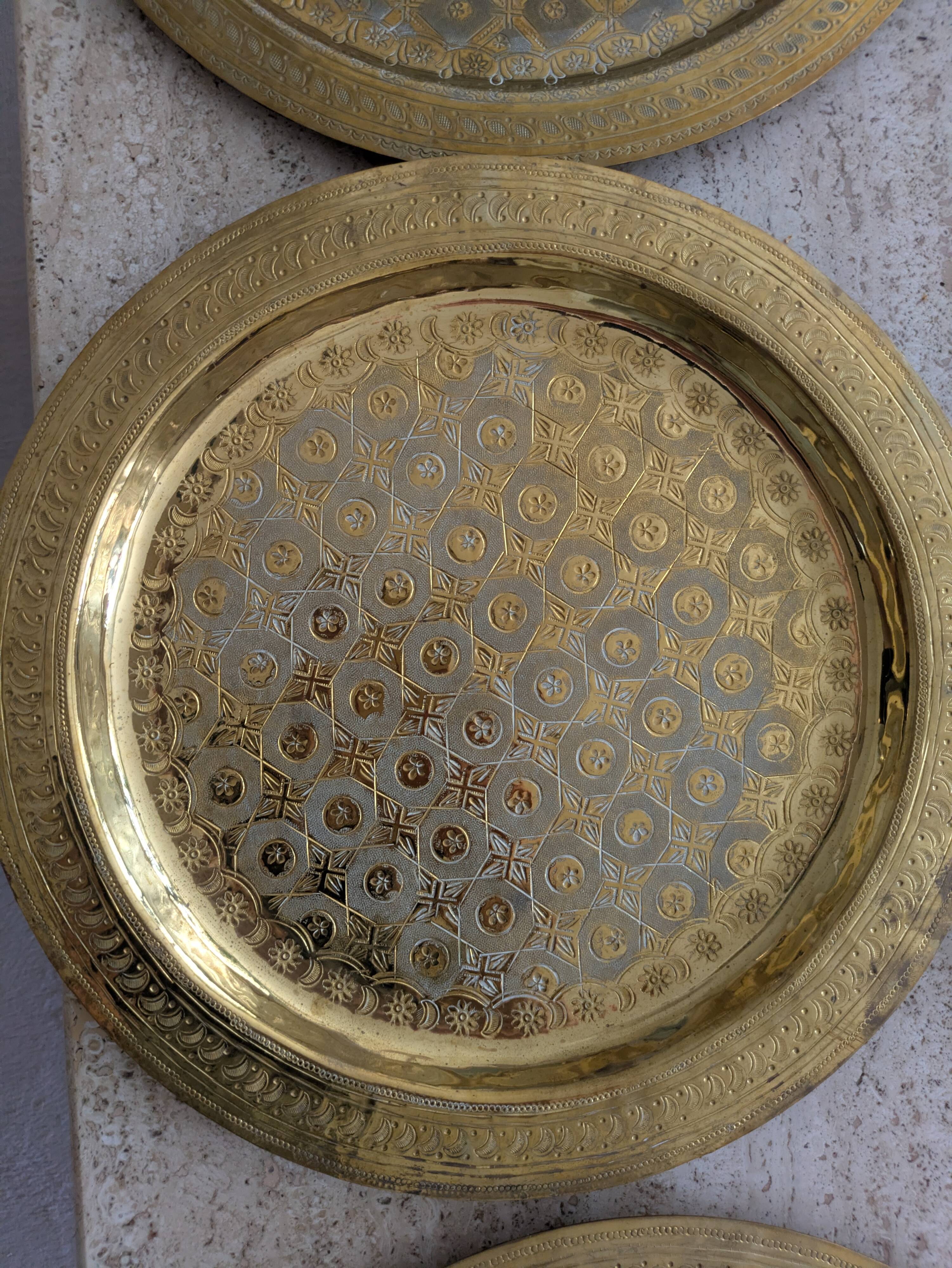 Set of 7 Vintage Brass Wall Plates