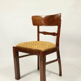 Chaise Art Déco des années 1940, chaise de cabinet Jacquard couleur or jaune tissu tapisserie d'ameublement géométrique Resto