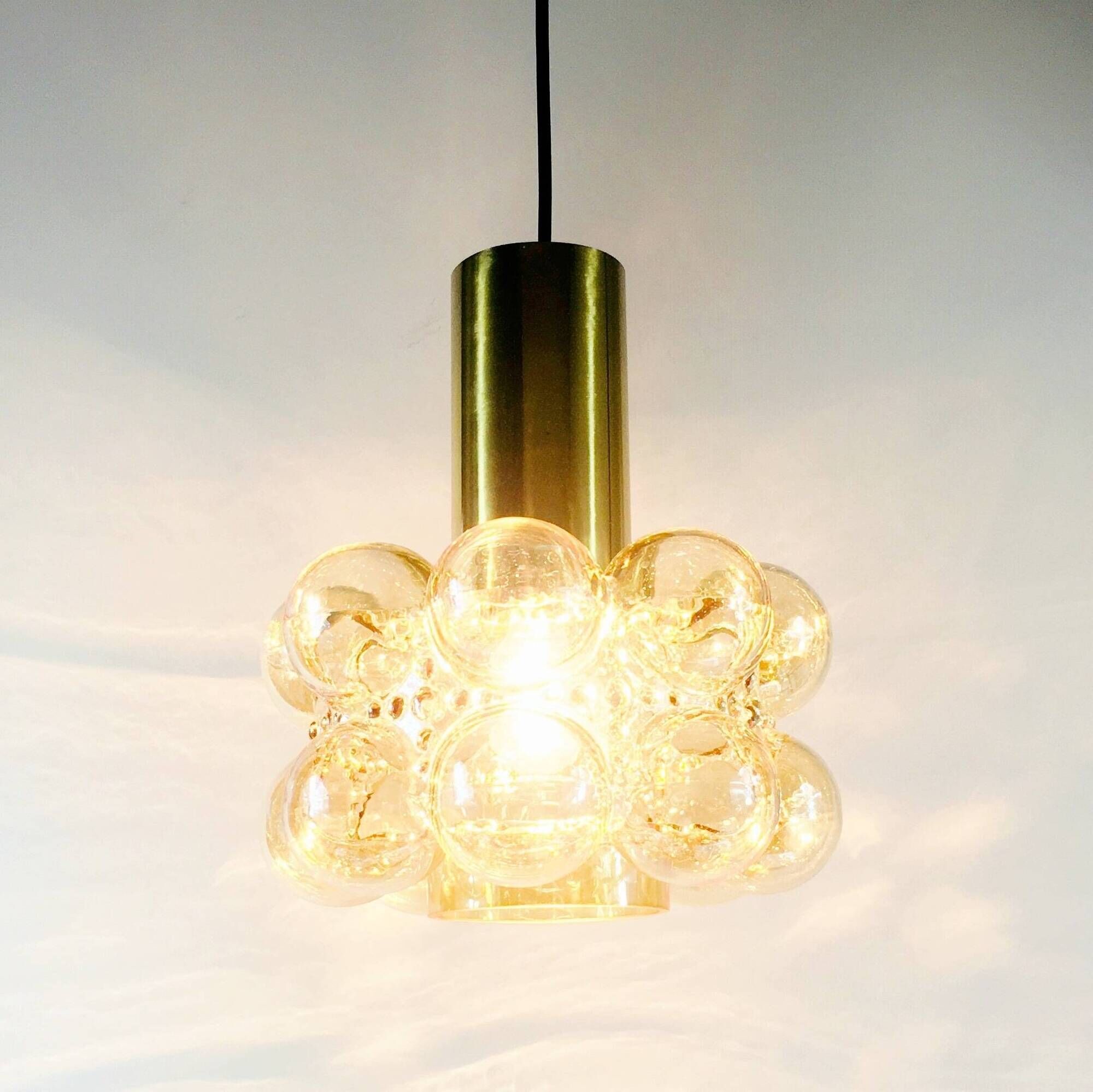 Mid-Century Modern Amber Bubble Glass Ceiling Light by Helena Tynell for Limburg, Germany, 1960s