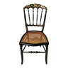 Chaise noire Napoléon III cannée, avec dorures
