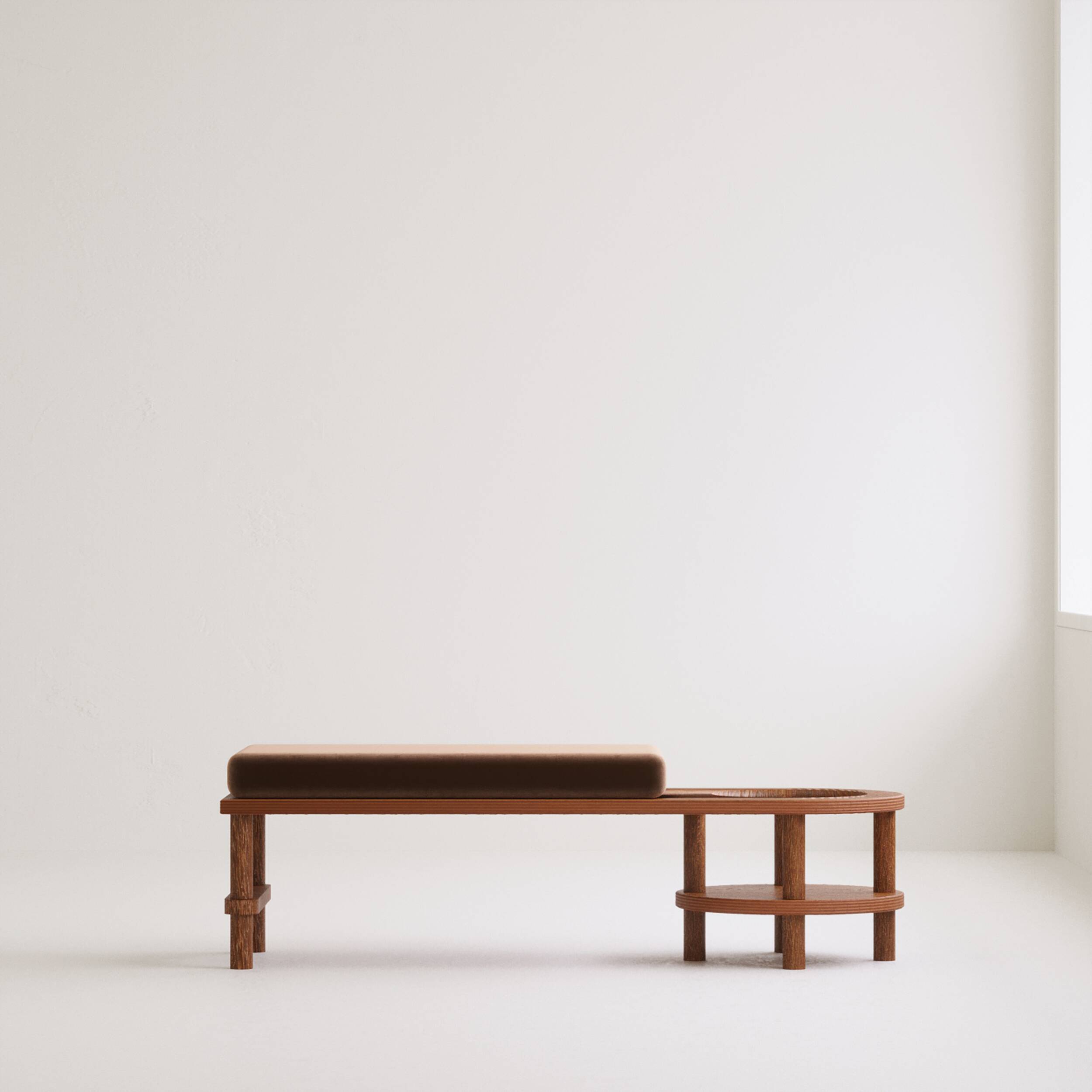Mid Century Modern Wooden Bench 95x45x45Cm