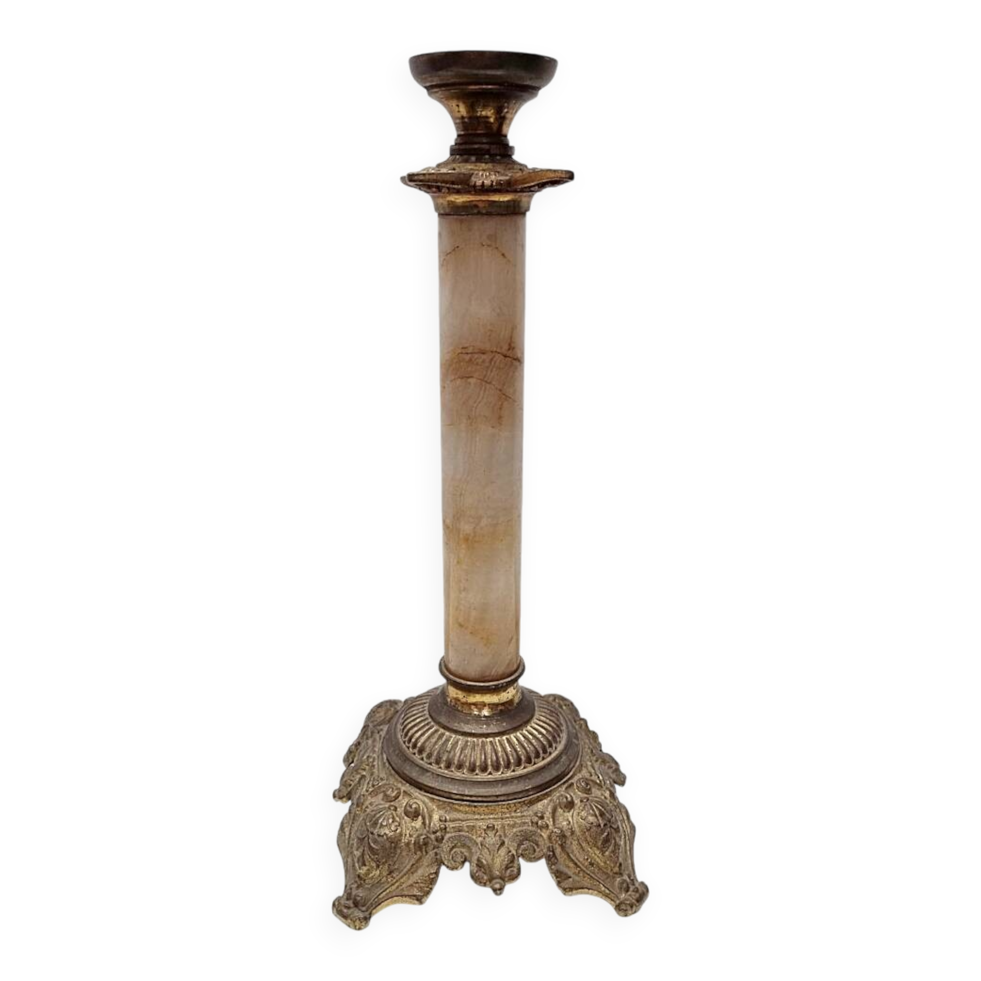 French antique candlestick with marble