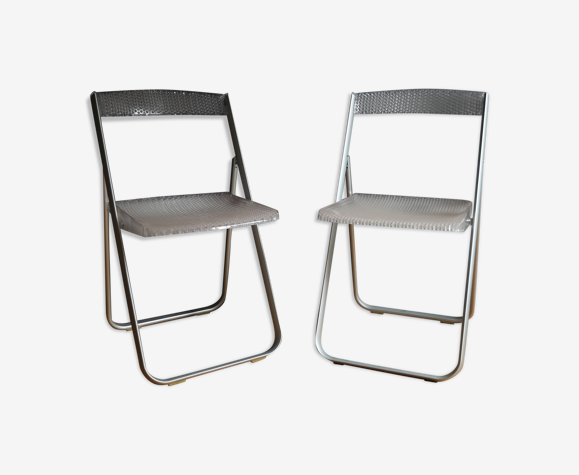 Lot de 2 chaises pliantes cristal Honeycomb par Alberto Meda