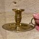 Large vintage brass cellar rat hand candlestick