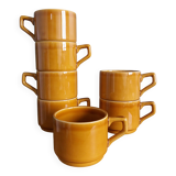 7-cup bistro coffee set in caramel mustard color