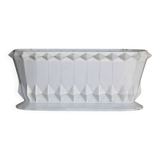 White enameled cast iron vase, art deco vase, art deco planter, collection