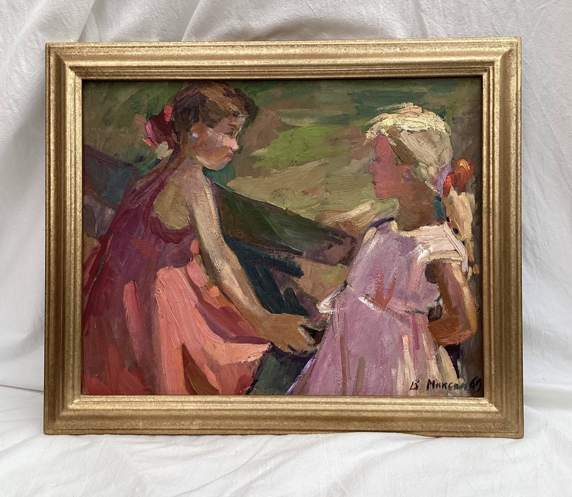 Oil painting on cardboard signed dimensions: height -49cm-width -59 cm-