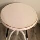Vintage medical stool made of wood and white metal 1970