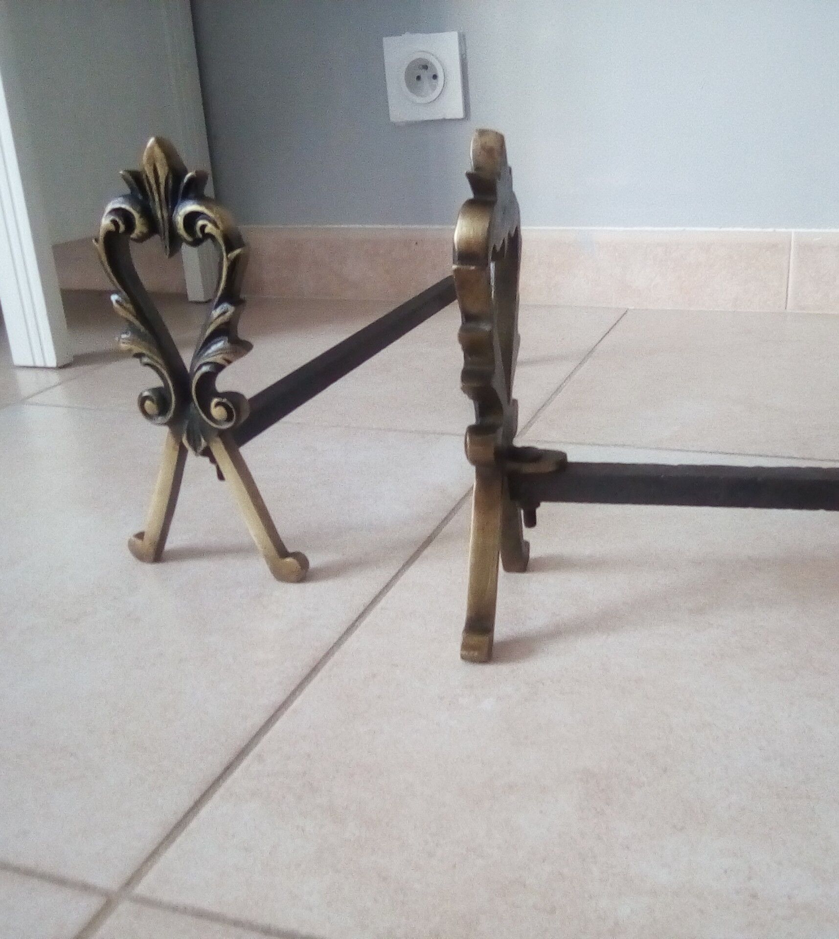 Chimney channels old solid brass and wrought iron