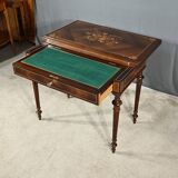 Table à système en marqueterie, style louis xvi – 2ème moitié xixe
