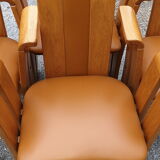 4 fauteuils de table design bois et cuir