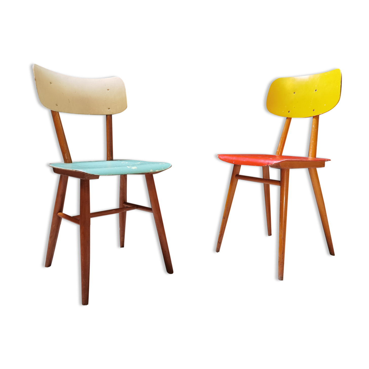 Pair of wooden chairs ton czech republic 1960