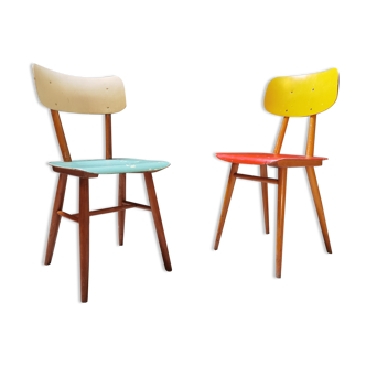 Pair of wooden chairs ton czech republic 1960