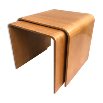 Design bent wood nesting coffee tables beech scandinavian set of 2