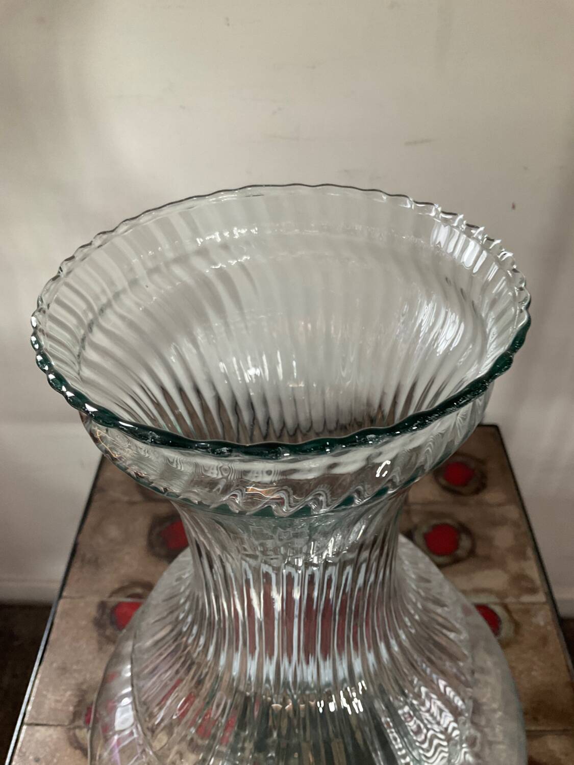 Large molded glass vase 40cm