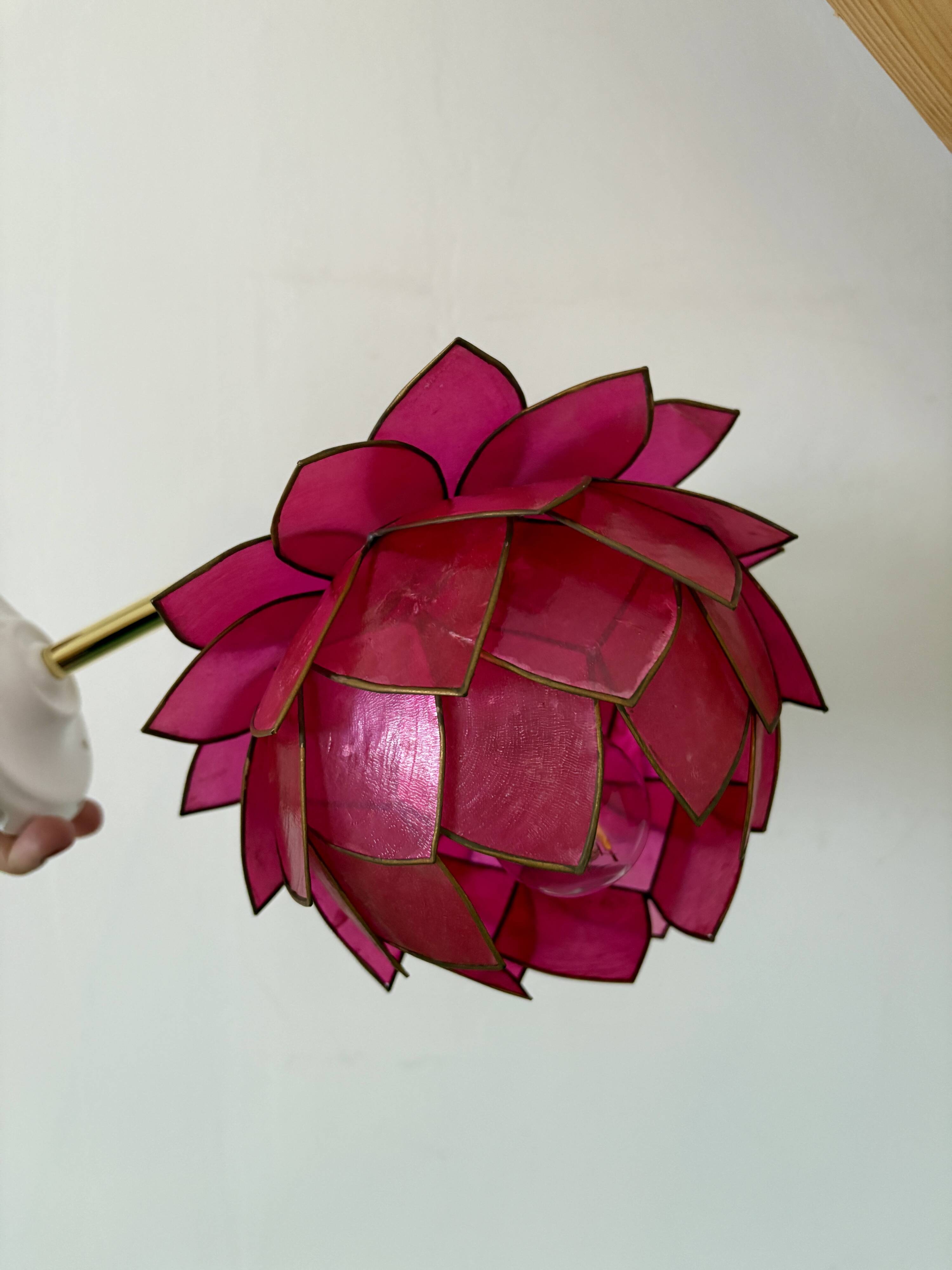 Vintage pink mother-of-pearl angled wall lamp
