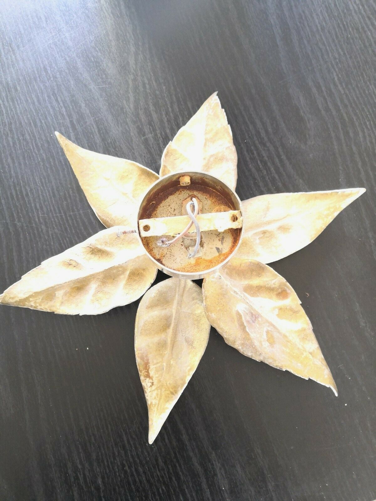 Pair Of appliques bronze flowers design 70s