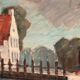 Original Swedish Oil on Panel - "Coastal Village" by Helge Andersson - Dated 1965 - Framed - 86 × 64 cm
