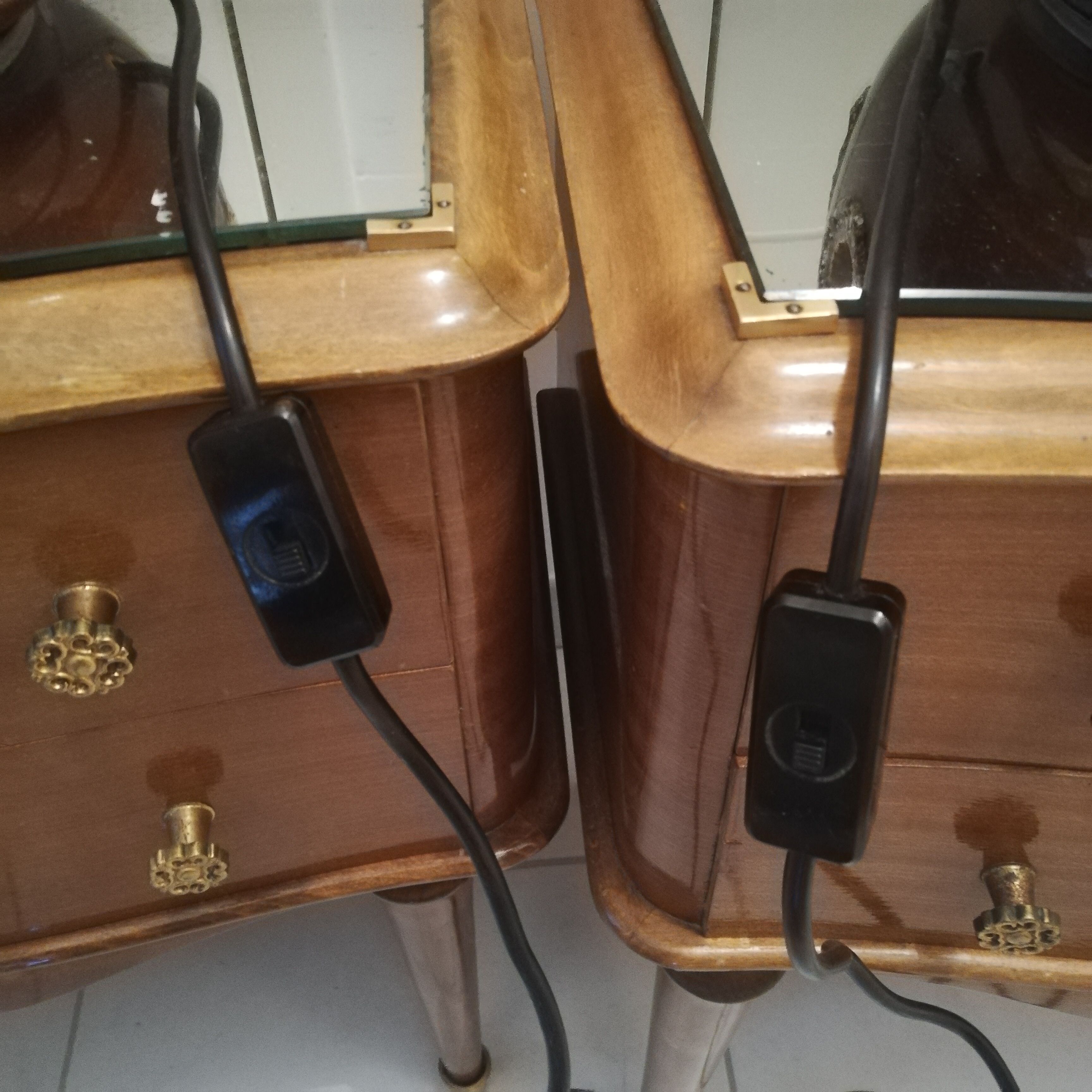 Pair of vintage ceramic lamps with double lighting