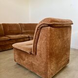 Old vintage modular corner sofa in designer velvet from the 70s/80s 4 elements