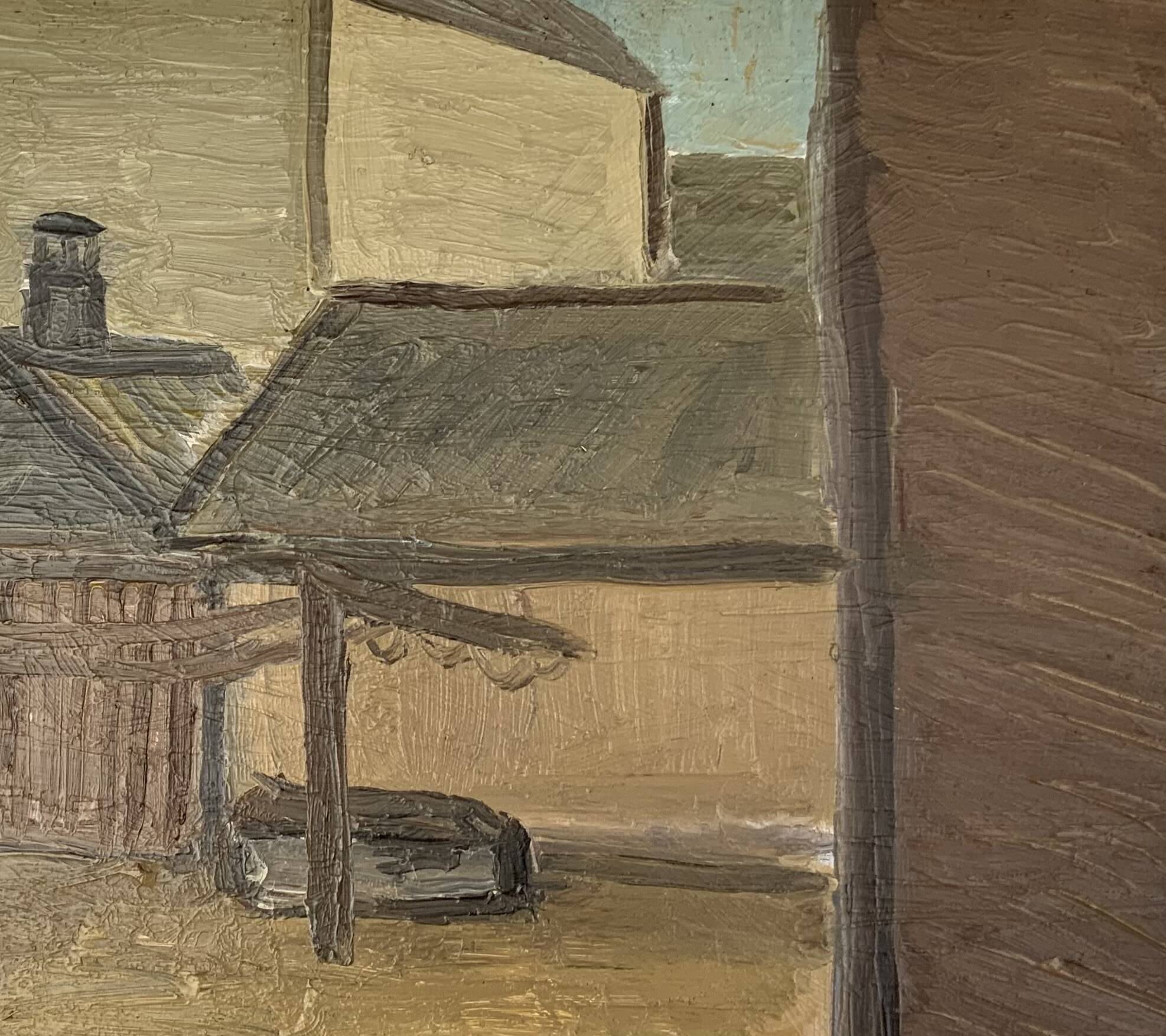 Modernism Mid-20th century Oil Painting Cityscape  by Thage Carlson 1960s