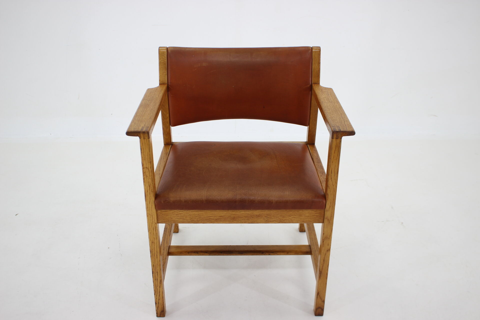 1960s Borge Mogensen Oak and Leather Desk Chair, Denmark