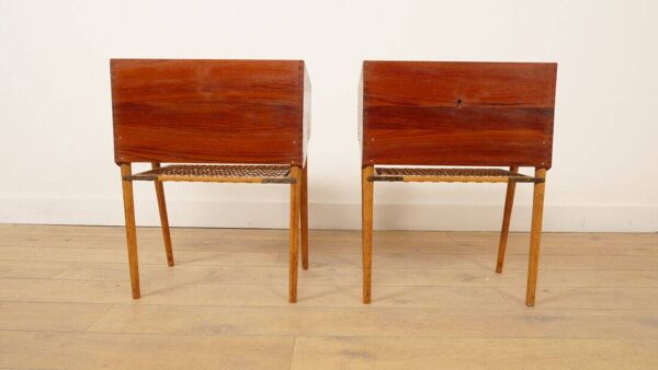 Ensemble de tables de chevet vintage danoises   Teck et chêne   Vintage