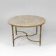 Neoclassical round coffee table, Brass and Marble, France, circa 1960