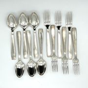 Ercuis 6 forks and 6 spoons dessert model carthage silver metal