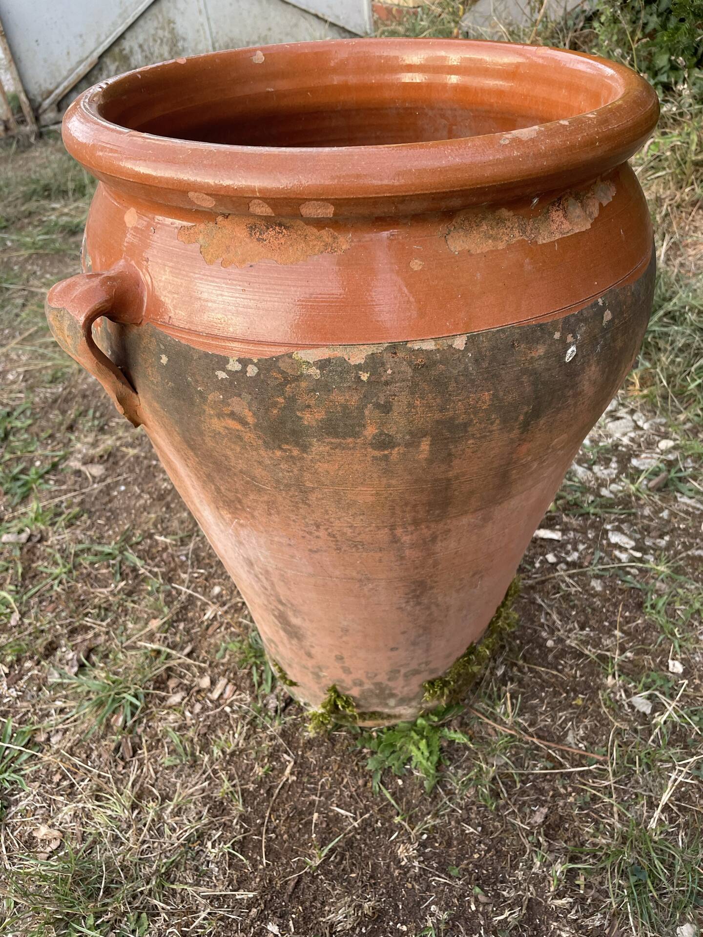 Large ancient jar in glazed terracotta – H. 56 cm