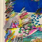 Collage painting "Sea Voyage" - 32x30.5 cm