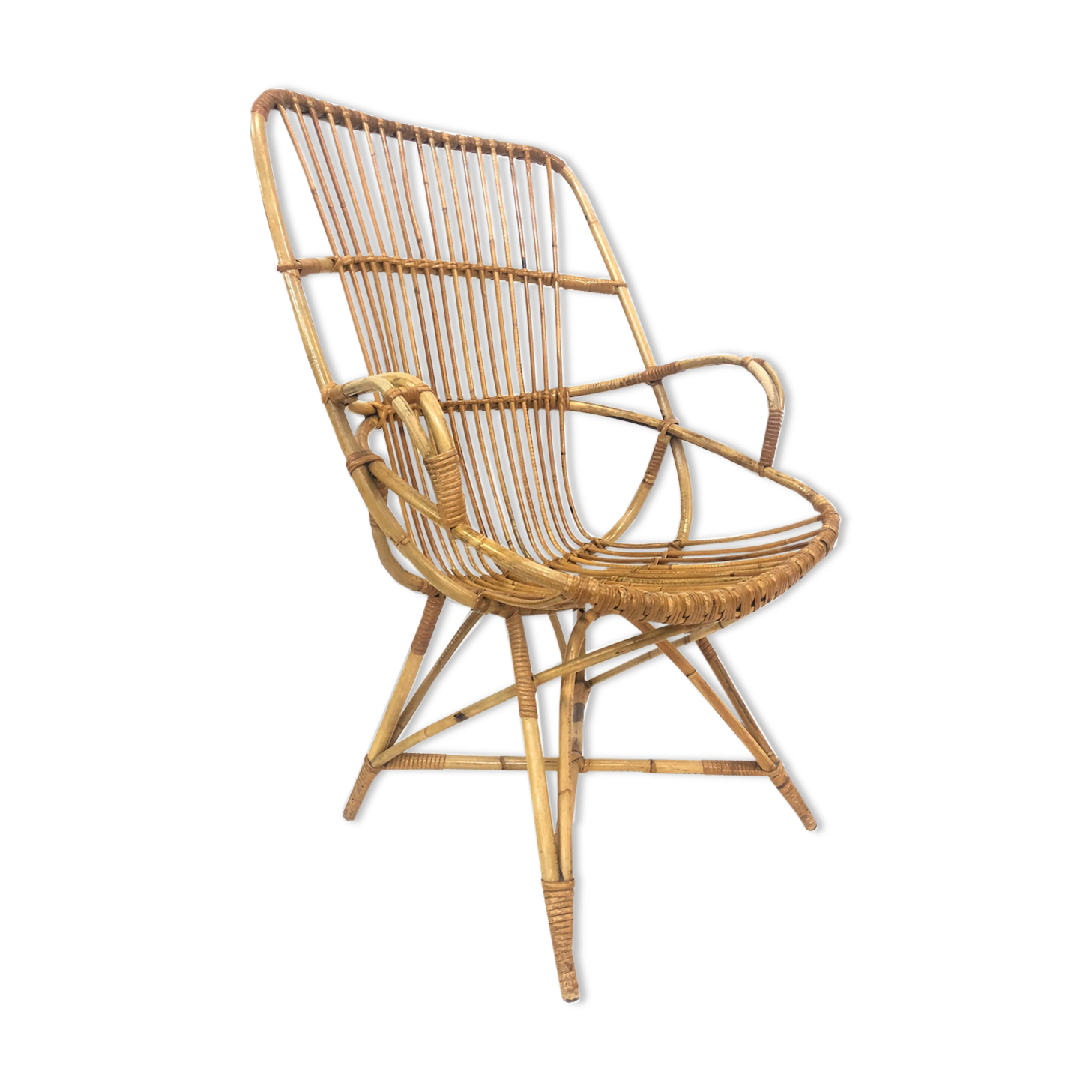 Van Rohe Noordwolde rattan chair, 1960s