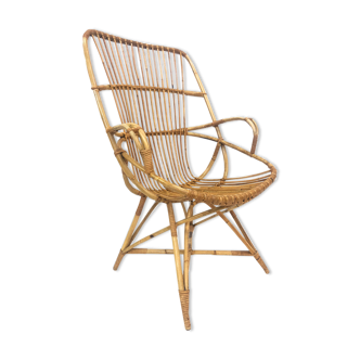 Van Rohe Noordwolde rattan chair, 1960s